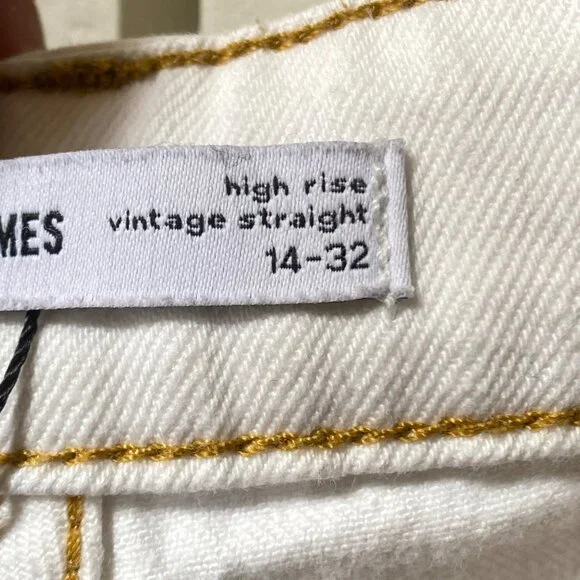 Elizabeth & James High Rise Vintage Straight Jeans in Cream White , Size 14/32 - Picture 5 of 8